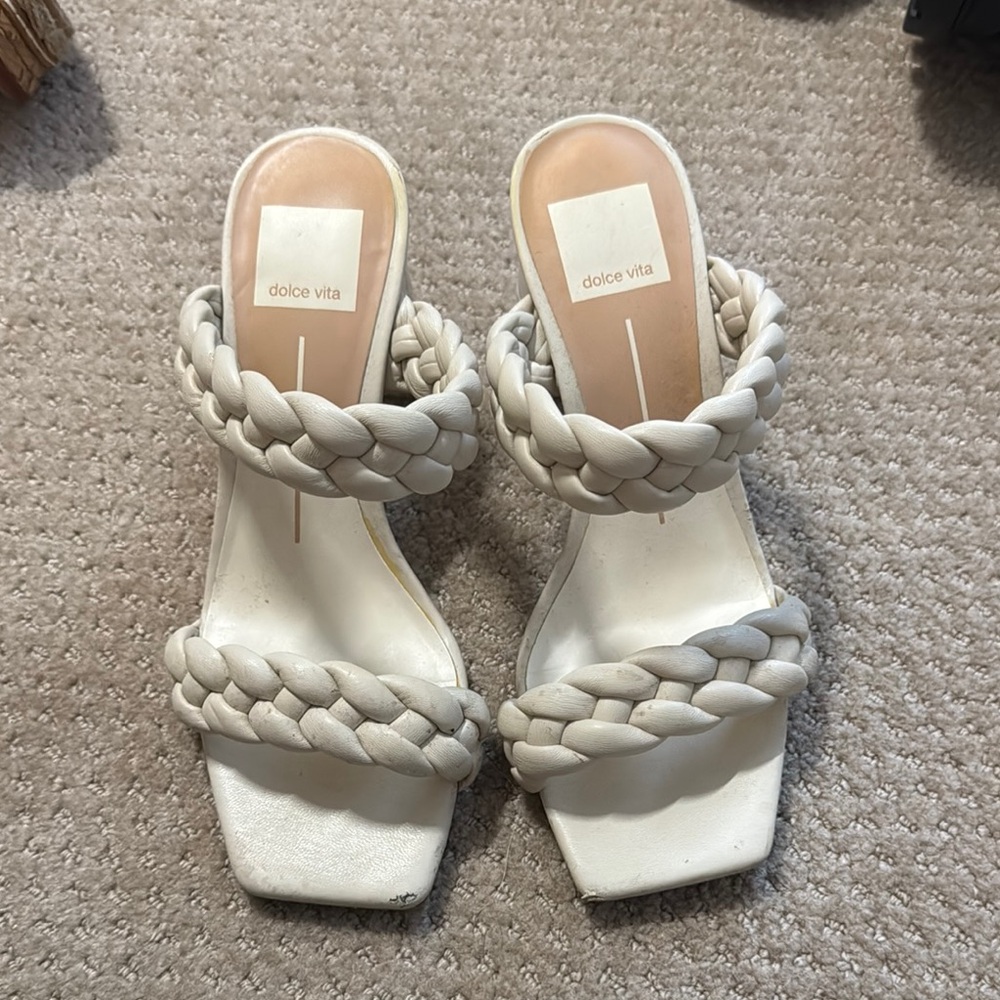 Dolce Vita Women's White Braided Sandals